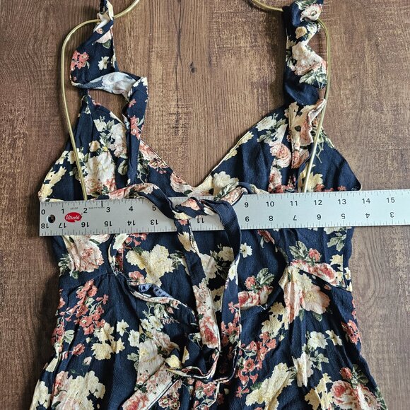 Zara Floral Jumpsuit Ruffle Shoulder Tie Back Wide Leg Floral Print, S, Multi - Picture 4 of 12